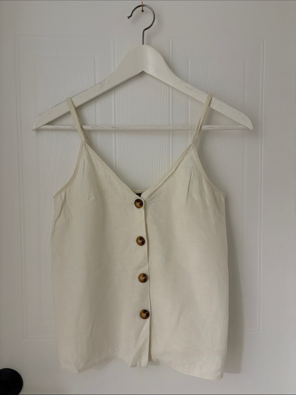 Topshop Ivory Button-Front Spaghetti Strap Cami